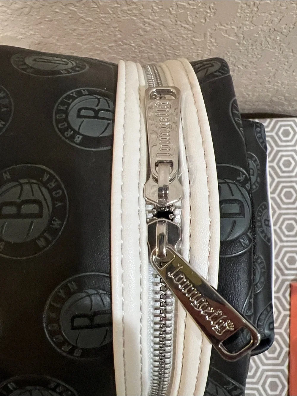 Loungefly Brooklyn Nets Black and White Mini Backpack and logo wallet